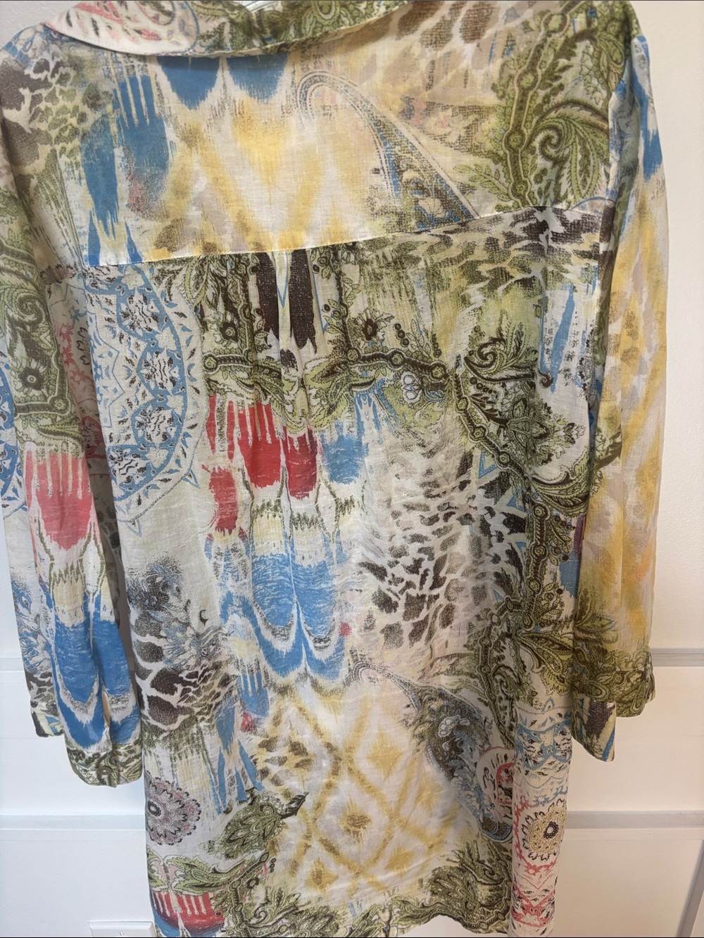 Chico's Women's White Gauze Print 1/2 Sleeve Tunic/Blouse. - Picture 7 of 7